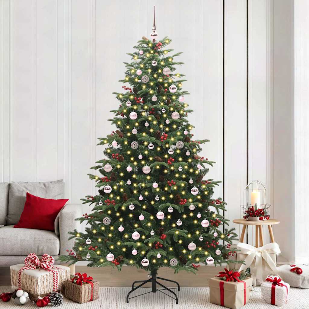 vidaXL Artificial Christmas Tree with 300 LEDs with Stand Green 240 cm - Gre - 157 x 157 x 240 cm - 144540