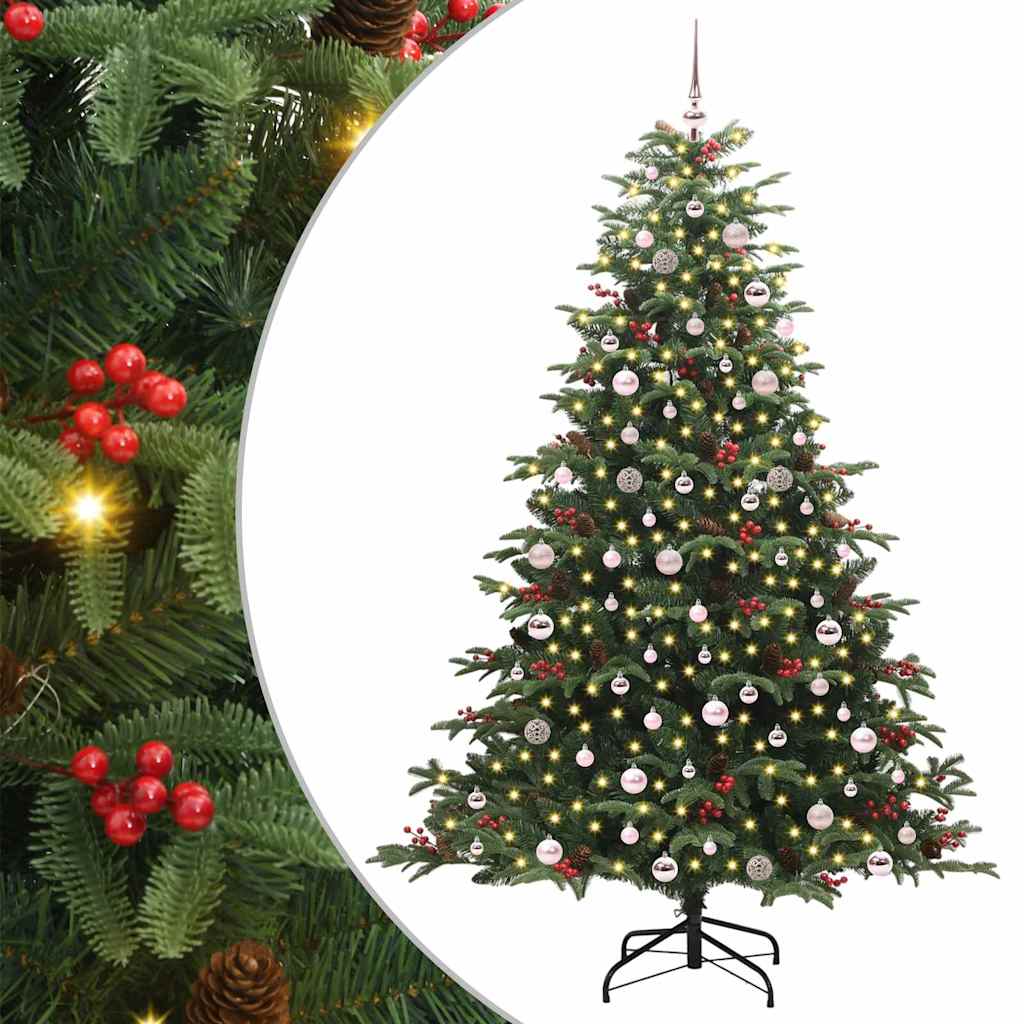 vidaXL Artificial Christmas Tree with 300 LEDs with Stand Green 240 cm - Gre - 157 x 157 x 240 cm - 144540