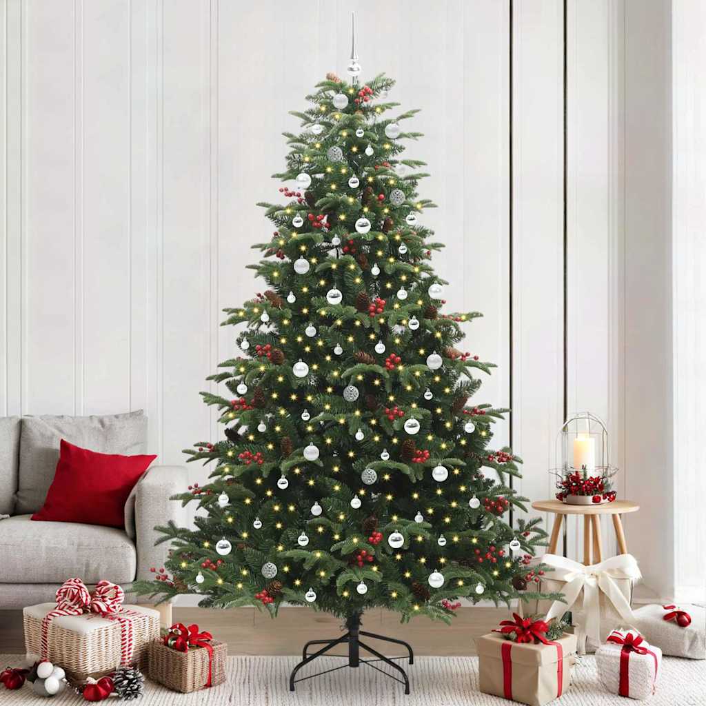 vidaXL Artificial Christmas Tree with 300 LEDs with Stand Green 240 cm - Gre - 157 x 157 x 240 cm - 144545