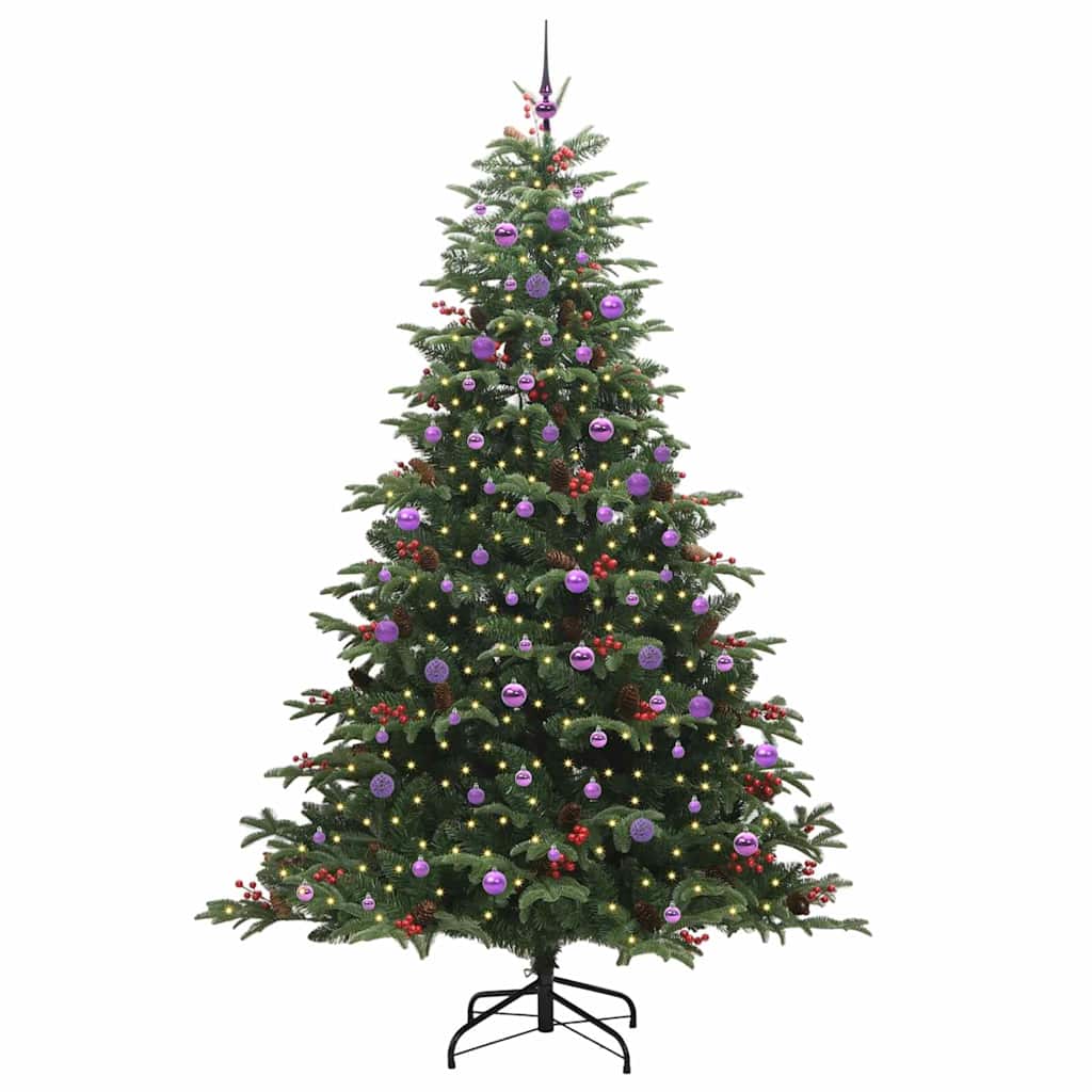 vidaXL Artificial Christmas Tree with 300 LEDs with Stand Green 240 cm - Gre - 157 x 157 x 240 cm - 144547