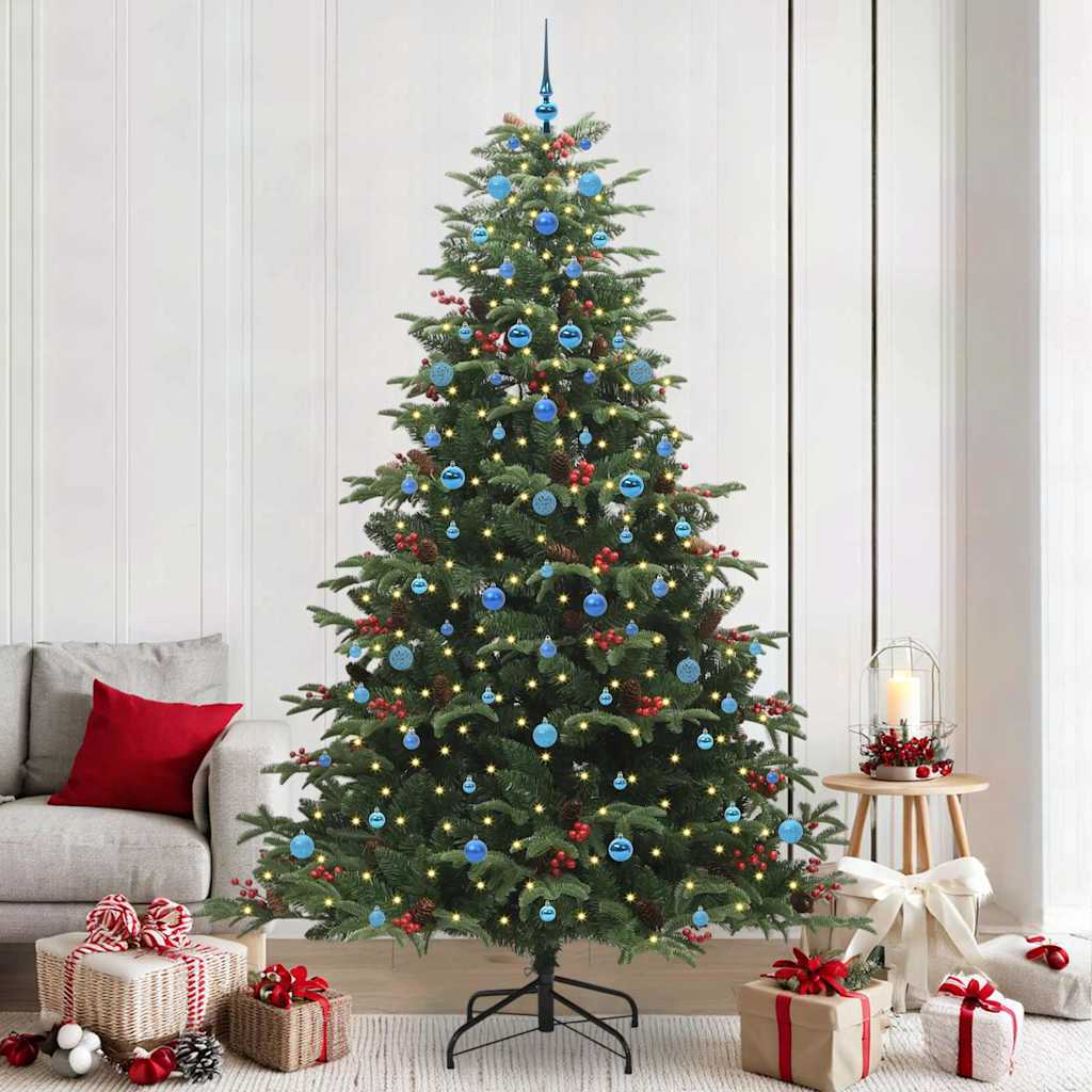 vidaXL Artificial Christmas Tree with 300 LEDs with Stand Green 240 cm - Gre - 157 x 157 x 240 cm - 144556