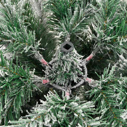 vidaXL Artificial Hinged Christmas Tree Green and White 120 cm - Gre - 55 x 55 x 120 cm