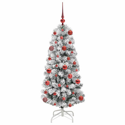 vidaXL Artificial Hinged Christmas Tree Green and White 120 cm - Gre - 55 x 55 x 120 cm