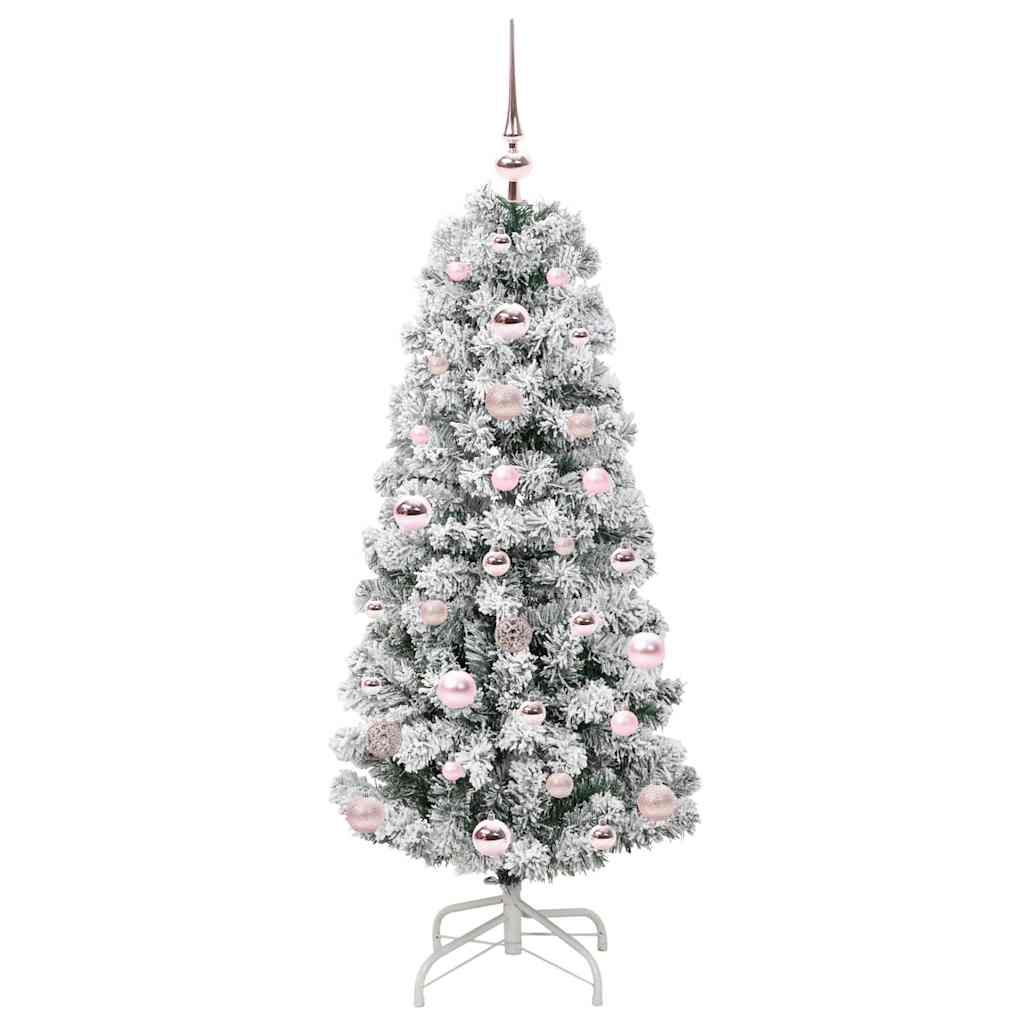 vidaXL Artificial Hinged Christmas Tree Green and White 120 cm - Gre - 55 x 55 x 120 cm - 144572