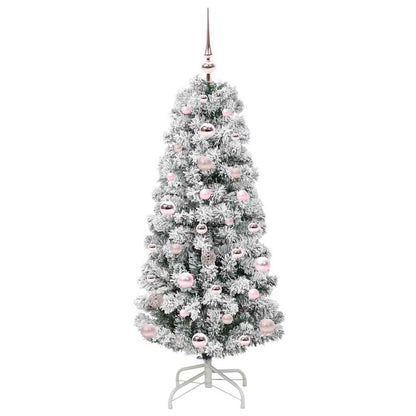 vidaXL Artificial Hinged Christmas Tree Green and White 120 cm - Gre - 55 x 55 x 120 cm - 144572