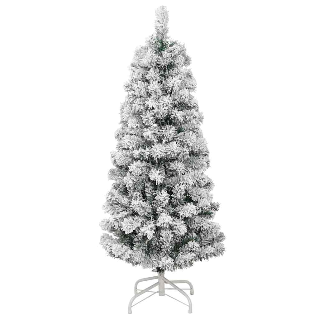 vidaXL Artificial Hinged Christmas Tree Green and White 120 cm - Gre - 55 x 55 x 120 cm - 144572
