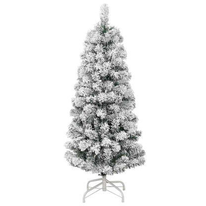 vidaXL Artificial Hinged Christmas Tree Green and White 120 cm - Gre - 55 x 55 x 120 cm - 144572