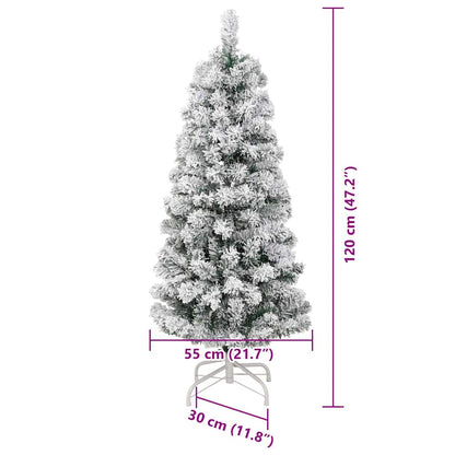 vidaXL Artificial Hinged Christmas Tree Green and White 120 cm - Gre - 55 x 55 x 120 cm - 144573