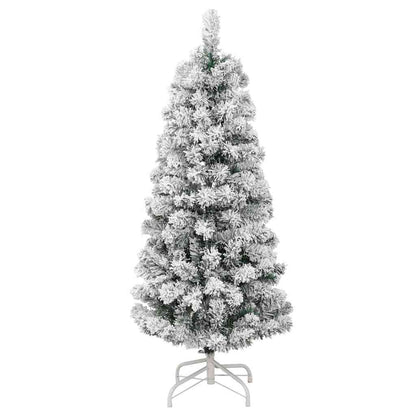 vidaXL Artificial Hinged Christmas Tree Green and White 150 cm - Gre - 65 x 65 x 150 cm - 144615