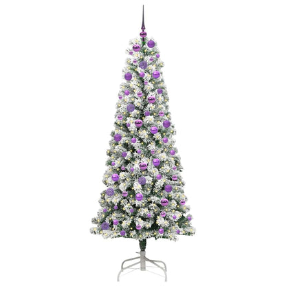 vidaXL Artificial Hinged Christmas Tree Green and White 180 cm - Gre - 75 x 75 x 180 cm - 144657