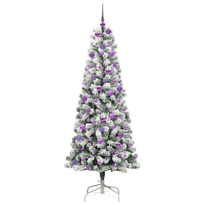 vidaXL Artificial Hinged Christmas Tree Green and White 180 cm - Gre - 75 x 75 x 180 cm - 144657