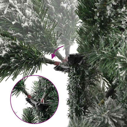 vidaXL Artificial Hinged Christmas Tree Green and White 180 cm - Gre - 75 x 75 x 180 cm - 144657