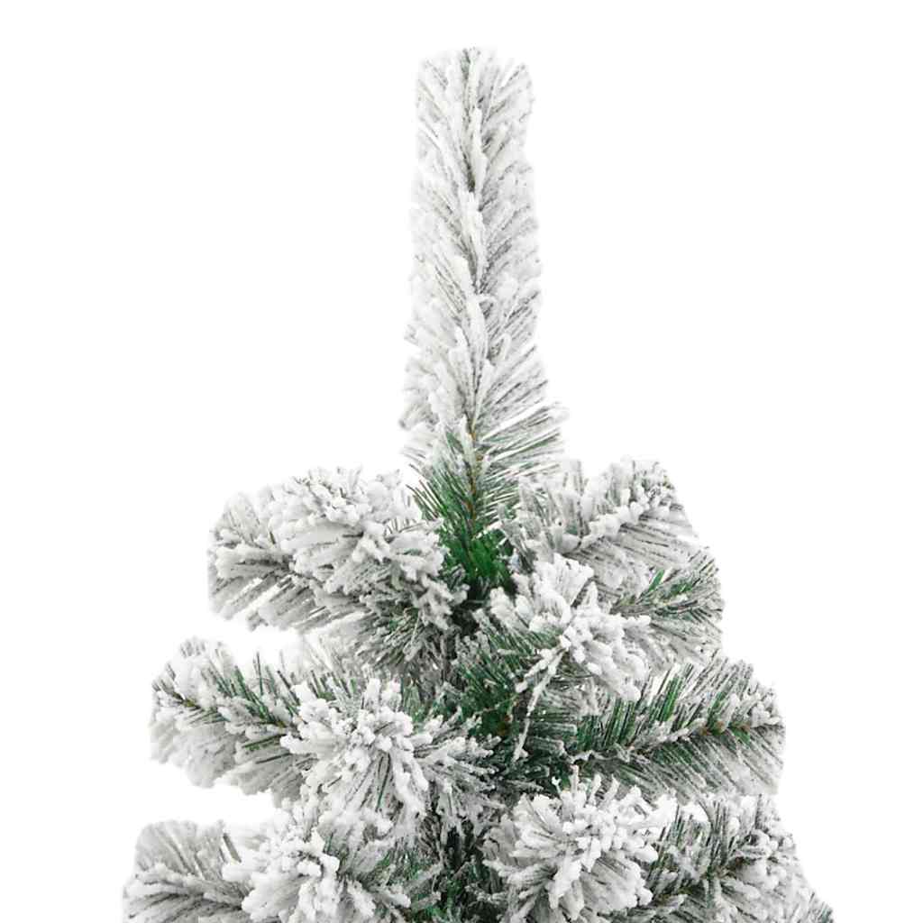 vidaXL Artificial Hinged Christmas Tree Green and White 180 cm - Gre - 75 x 75 x 180 cm - 144658