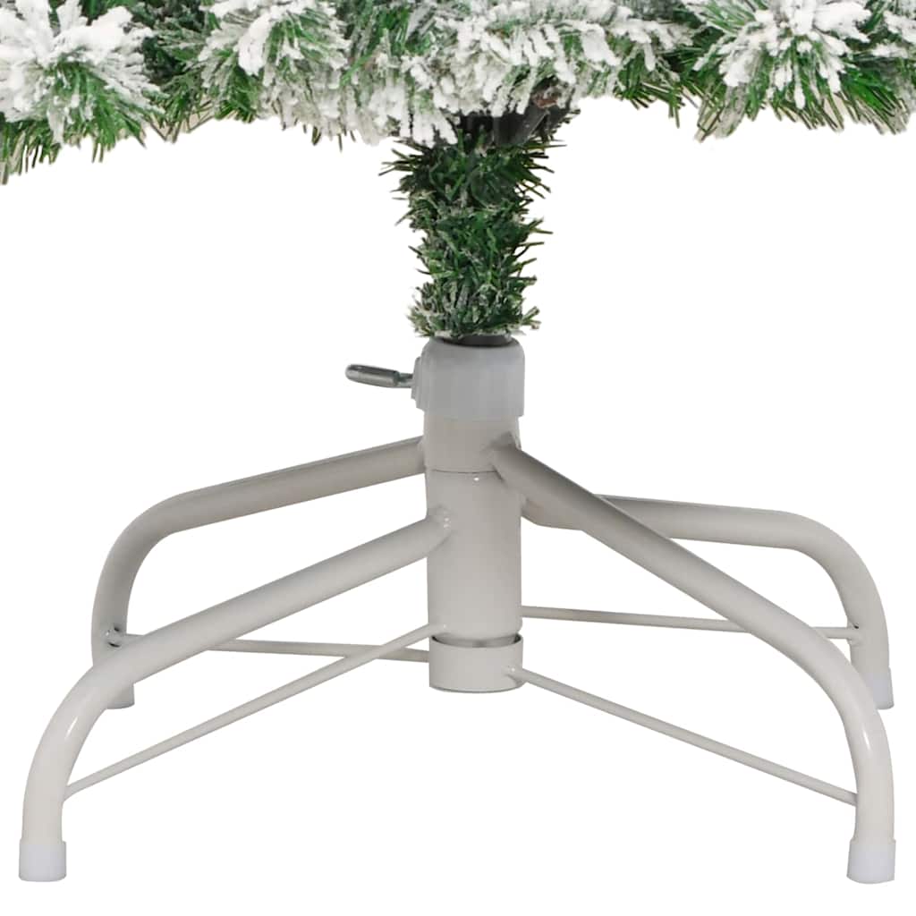 vidaXL Artificial Hinged Christmas Tree Green and White 180 cm - Gre - 75 x 75 x 180 cm - 144658