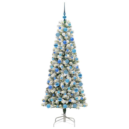 vidaXL Artificial Hinged Christmas Tree Green and White 180 cm - Gre - 75 x 75 x 180 cm - 144658