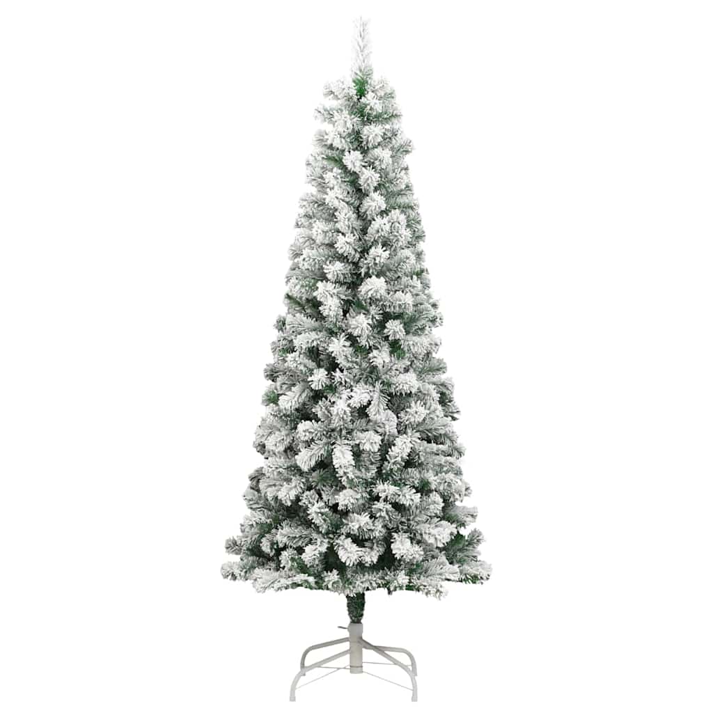 vidaXL Artificial Hinged Christmas Tree Green and White 180 cm - Gre - 75 x 75 x 180 cm - 144658