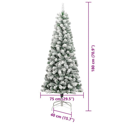 vidaXL Artificial Hinged Christmas Tree Green and White 180 cm - Gre - 75 x 75 x 180 cm - 144658