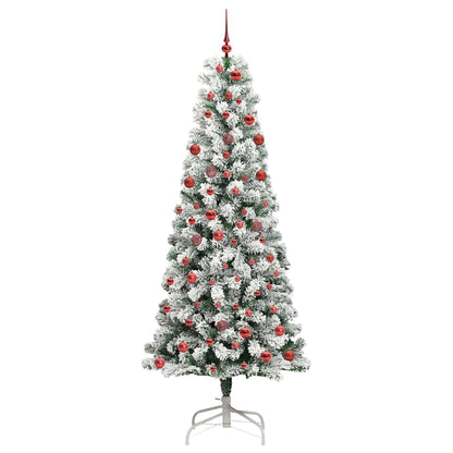 vidaXL Artificial Hinged Christmas Tree Green and White 210 cm - Gre - 90 x 90 x 210 cm