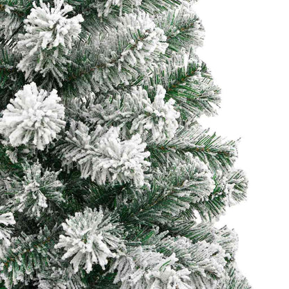 vidaXL Artificial Hinged Christmas Tree Green and White 210 cm - Gre - 90 x 90 x 210 cm - 144672