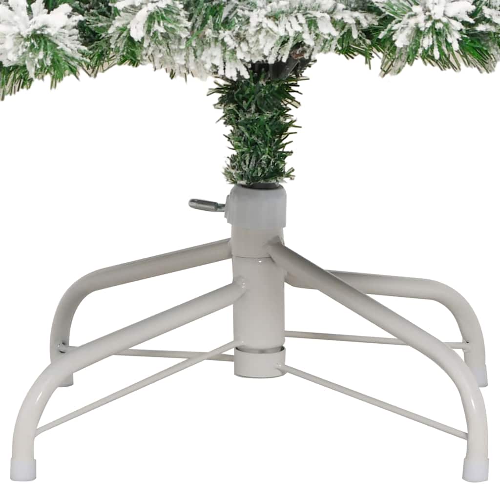 vidaXL Artificial Hinged Christmas Tree Green and White 210 cm - Gre - 90 x 90 x 210 cm - 144672