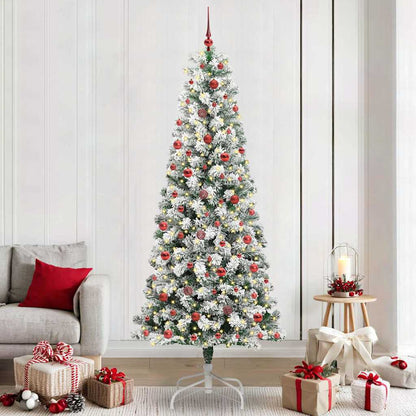 vidaXL Artificial Hinged Christmas Tree Green and White 240 cm - Gre - 100 x 100 x 240 cm