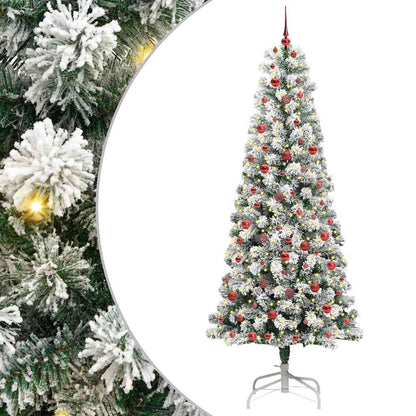 vidaXL Artificial Hinged Christmas Tree Green and White 240 cm - Gre - 100 x 100 x 240 cm