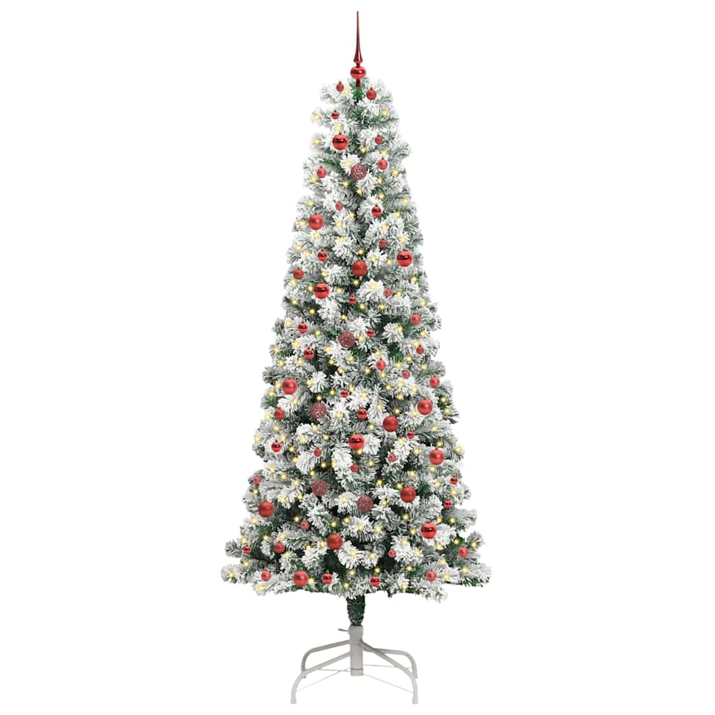 vidaXL Artificial Hinged Christmas Tree Green and White 240 cm - Gre - 100 x 100 x 240 cm