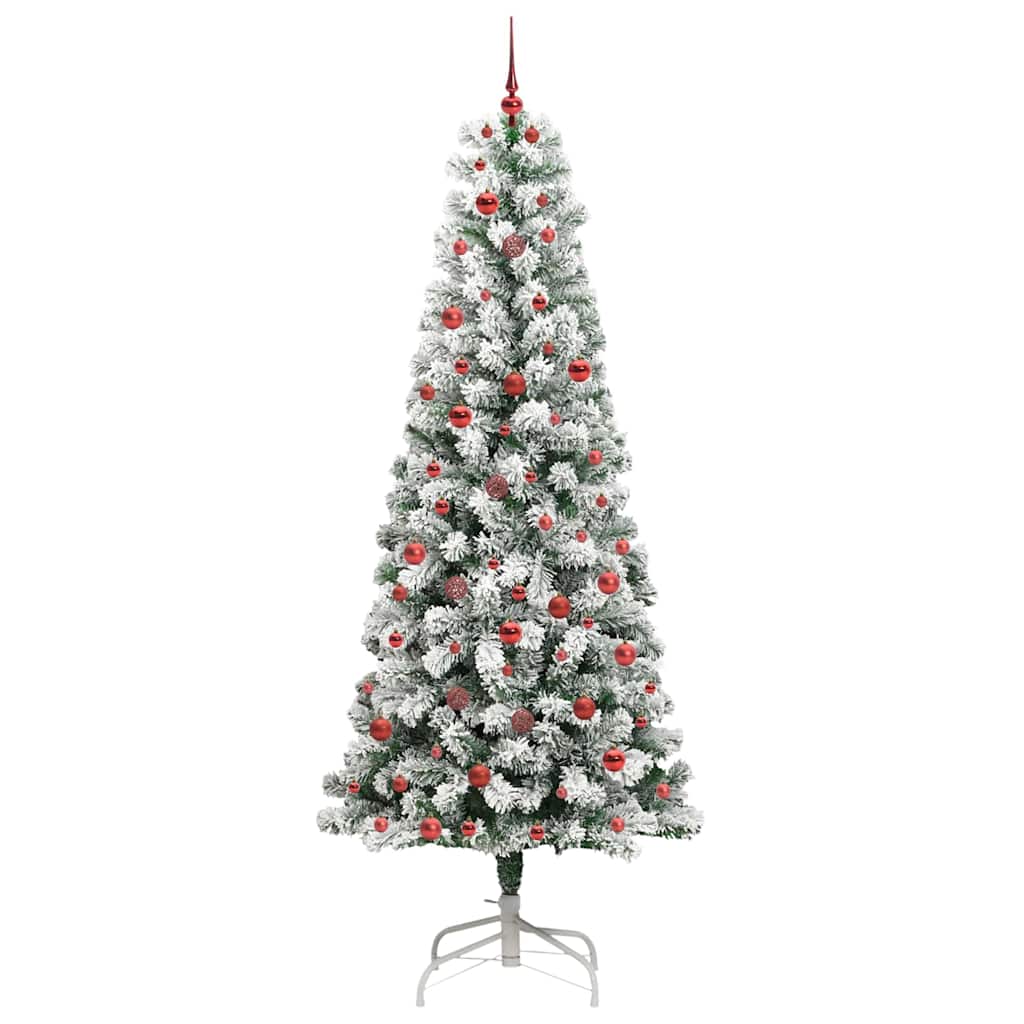 vidaXL Artificial Hinged Christmas Tree Green and White 240 cm - Gre - 100 x 100 x 240 cm