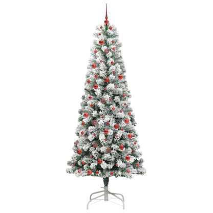 vidaXL Artificial Hinged Christmas Tree Green and White 240 cm - Gre - 100 x 100 x 240 cm