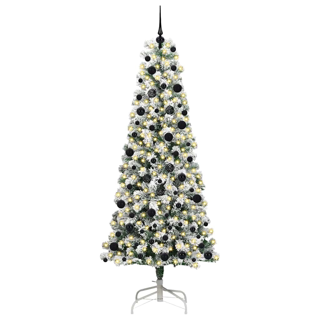vidaXL Artificial Hinged Christmas Tree Green and White 240 cm - Gre - 100 x 100 x 240 cm - 144687