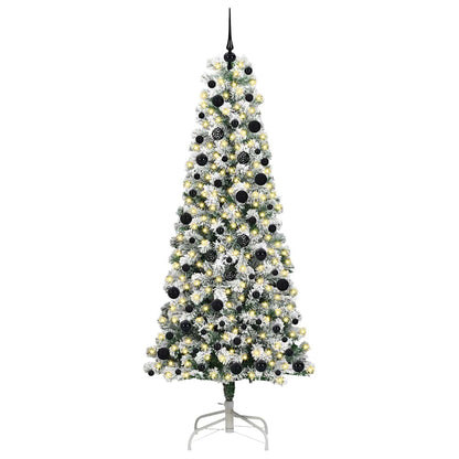 vidaXL Artificial Hinged Christmas Tree Green and White 240 cm - Gre - 100 x 100 x 240 cm - 144687