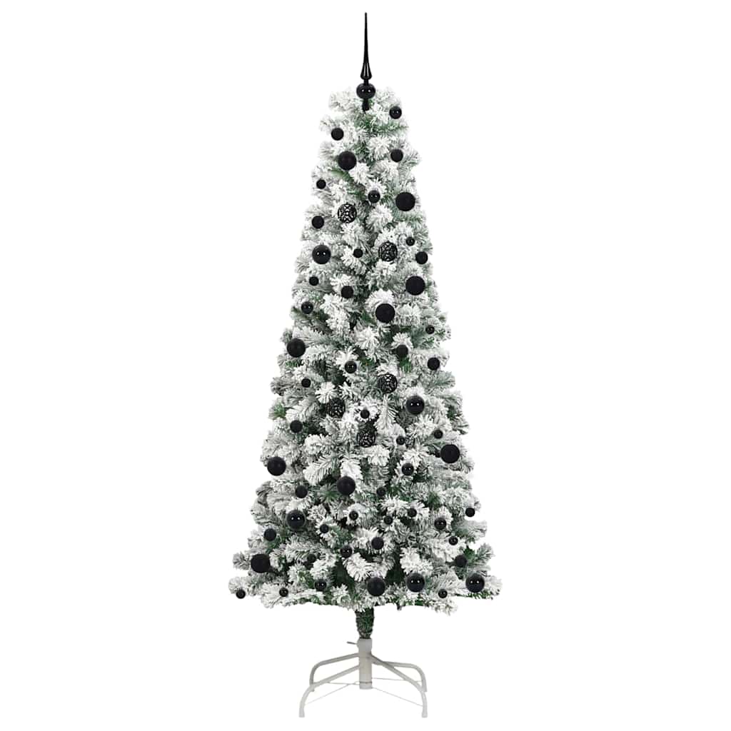 vidaXL Artificial Hinged Christmas Tree Green and White 240 cm - Gre - 100 x 100 x 240 cm - 144687
