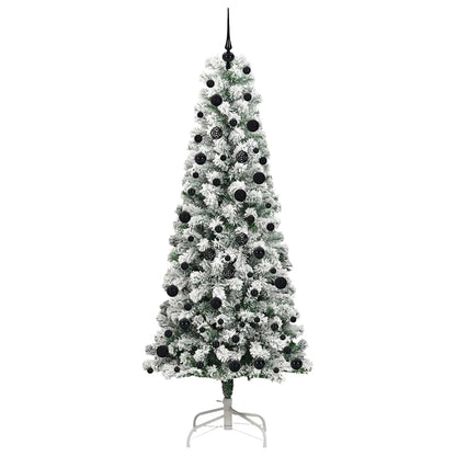 vidaXL Artificial Hinged Christmas Tree Green and White 240 cm - Gre - 100 x 100 x 240 cm - 144687