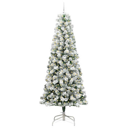 vidaXL Artificial Hinged Christmas Tree Green and White 240 cm - Gre - 100 x 100 x 240 cm - 144703