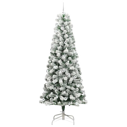 vidaXL Artificial Hinged Christmas Tree Green and White 240 cm - Gre - 100 x 100 x 240 cm - 144703