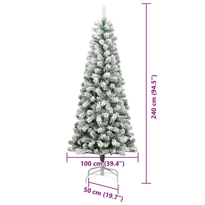 vidaXL Artificial Hinged Christmas Tree Green and White 240 cm - Gre - 100 x 100 x 240 cm - 144703