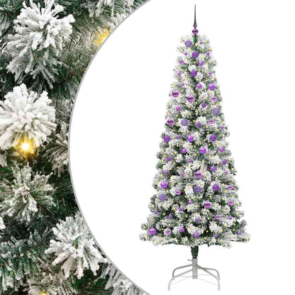 vidaXL Artificial Hinged Christmas Tree Green and White 240 cm - Gre - 100 x 100 x 240 cm - 144707
