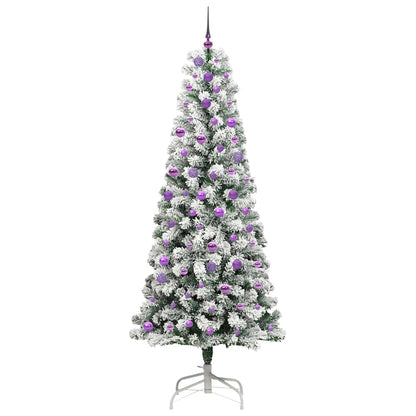vidaXL Artificial Hinged Christmas Tree Green and White 240 cm - Gre - 100 x 100 x 240 cm - 144707
