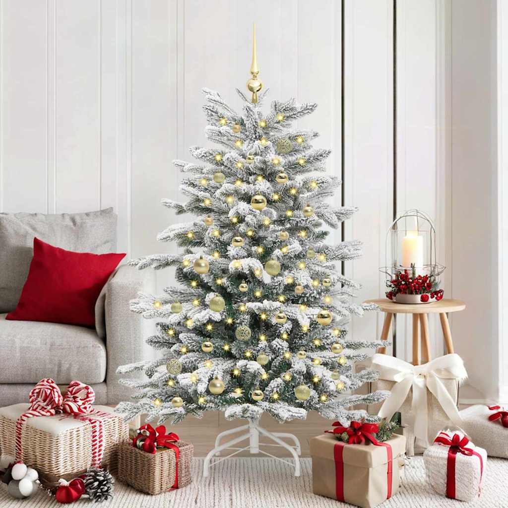 vidaXL Artificial Hinged Christmas Tree White 150 cm PE and PVC - 46988