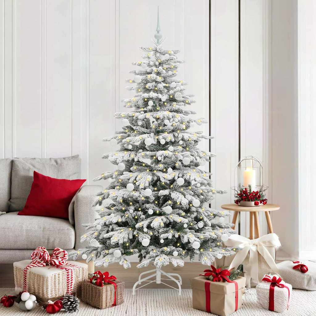vidaXL Artificial Hinged Christmas Tree White 180 cm PE and PVC - 47028