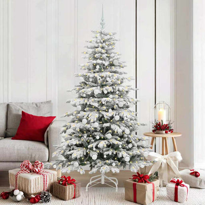 vidaXL Artificial Hinged Christmas Tree White 180 cm PE and PVC - 47028