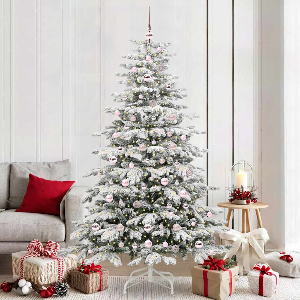 vidaXL Artificial Hinged Christmas Tree White 210 cm PE and PVC - 47055