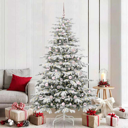 vidaXL Artificial Hinged Christmas Tree White 210 cm PE and PVC - 47055