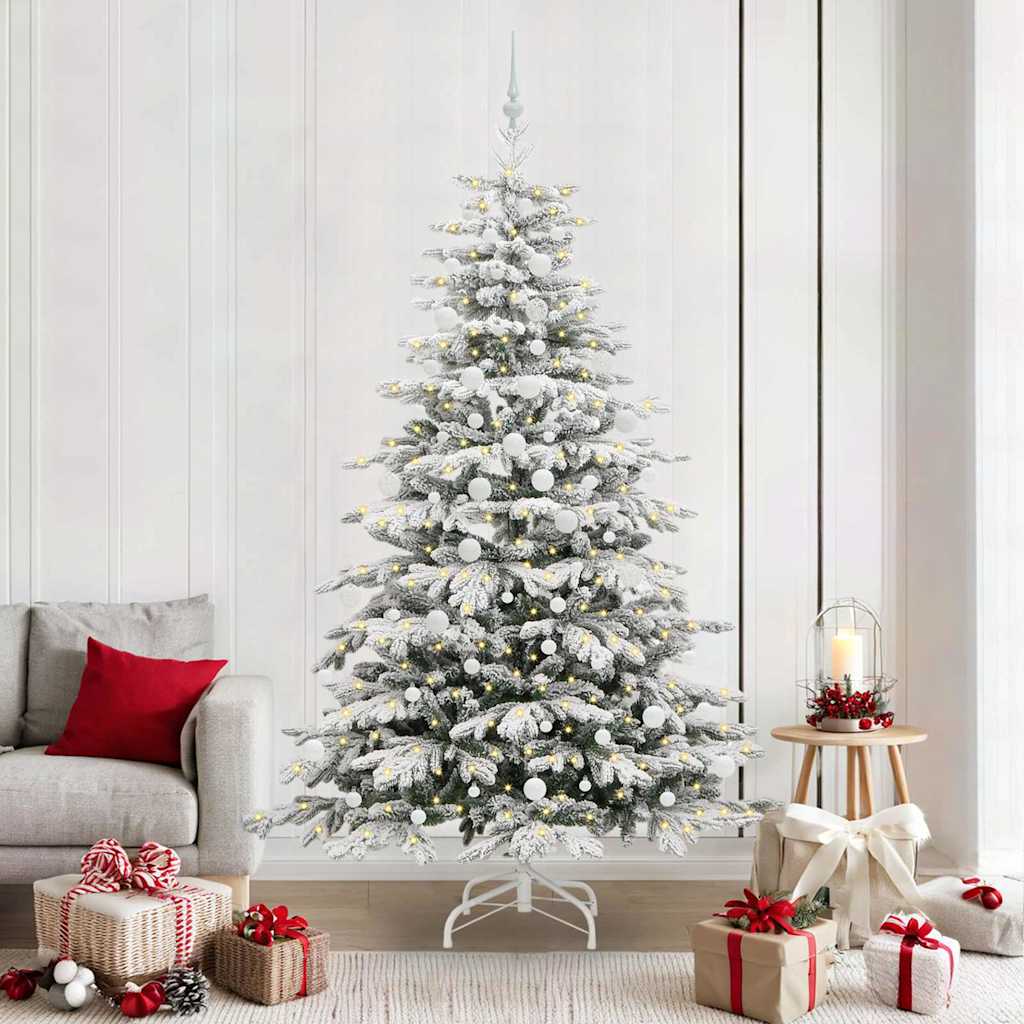 vidaXL Artificial Hinged Christmas Tree White 210 cm PE and PVC - 47066