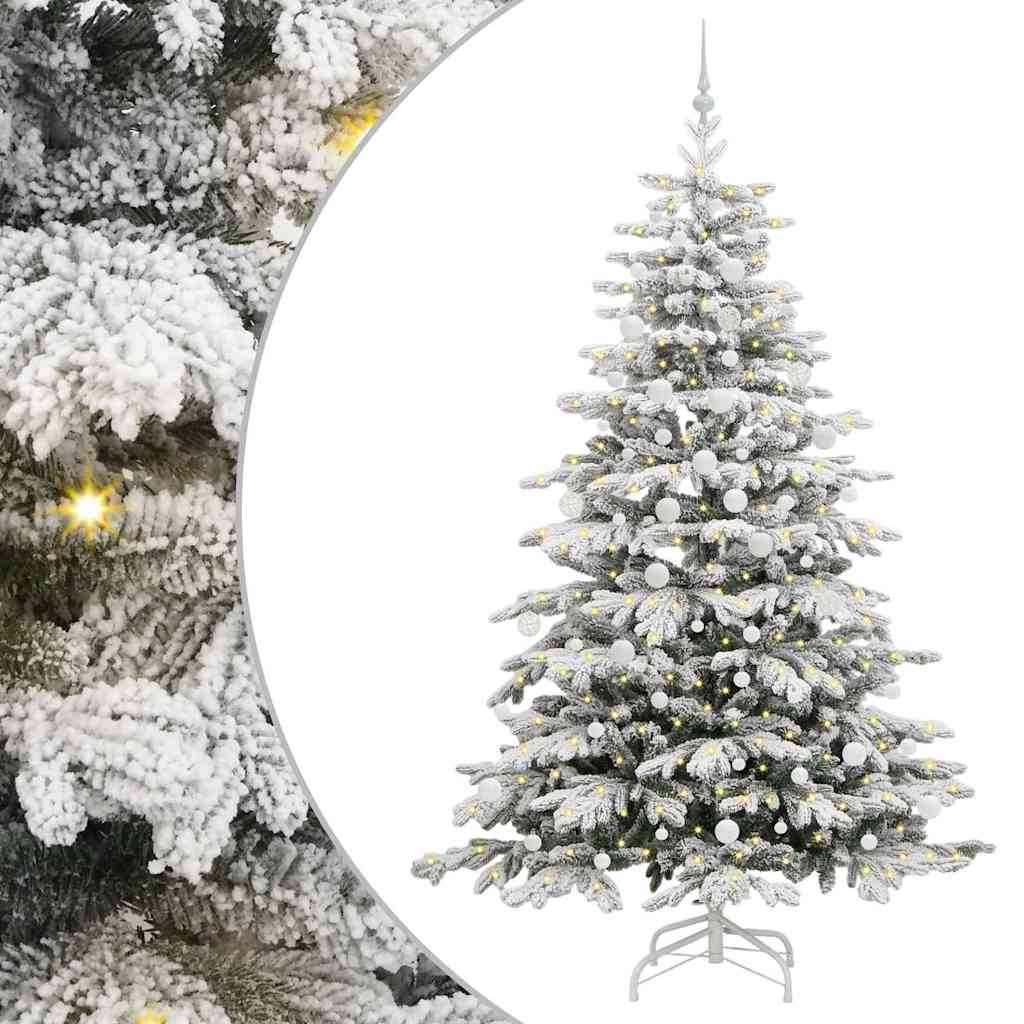 vidaXL Artificial Hinged Christmas Tree White 210 cm PE and PVC - 47066