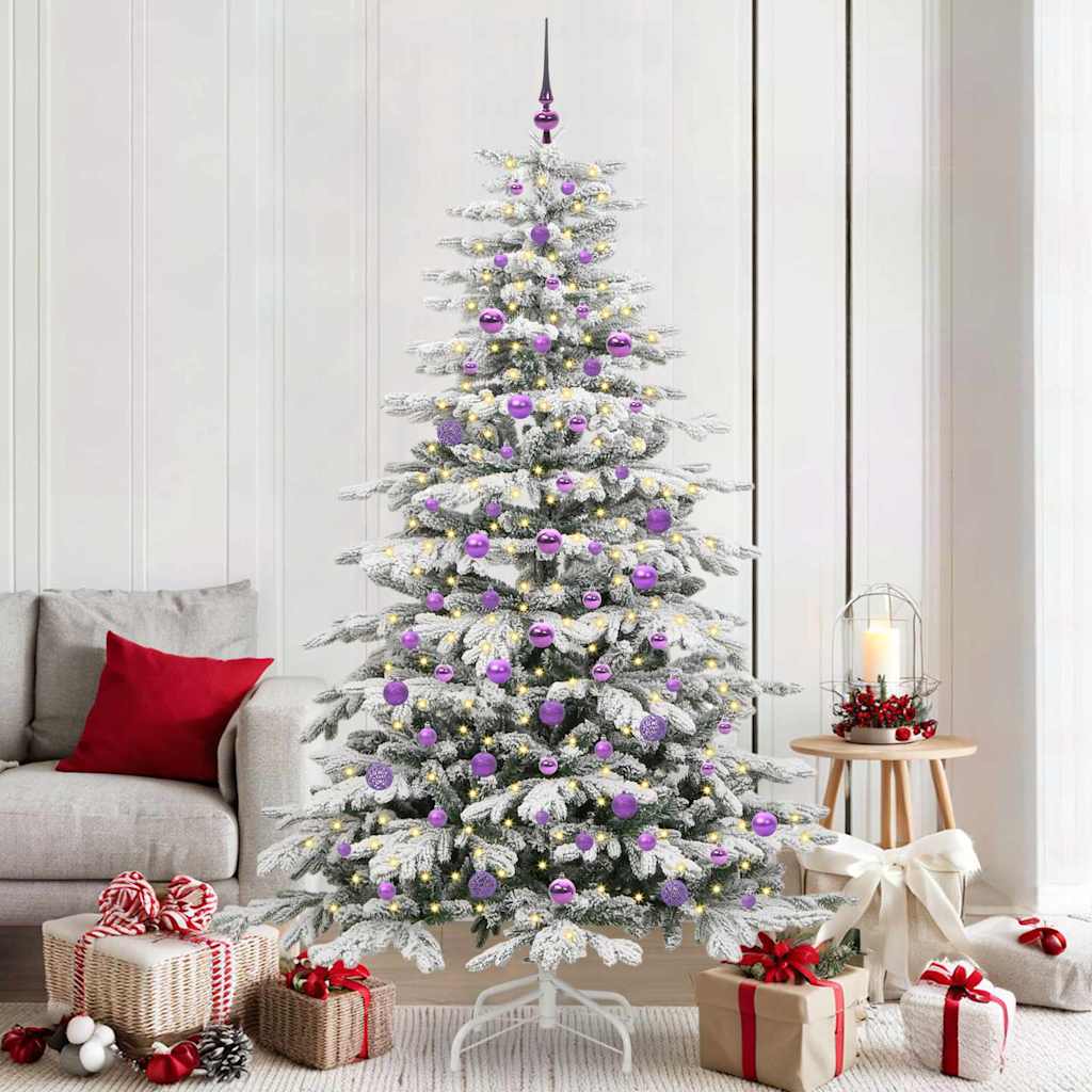 vidaXL Artificial Hinged Christmas Tree White 210 cm PE and PVC - 47067