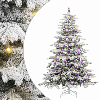 vidaXL Artificial Hinged Christmas Tree White 210 cm PE and PVC - 47067