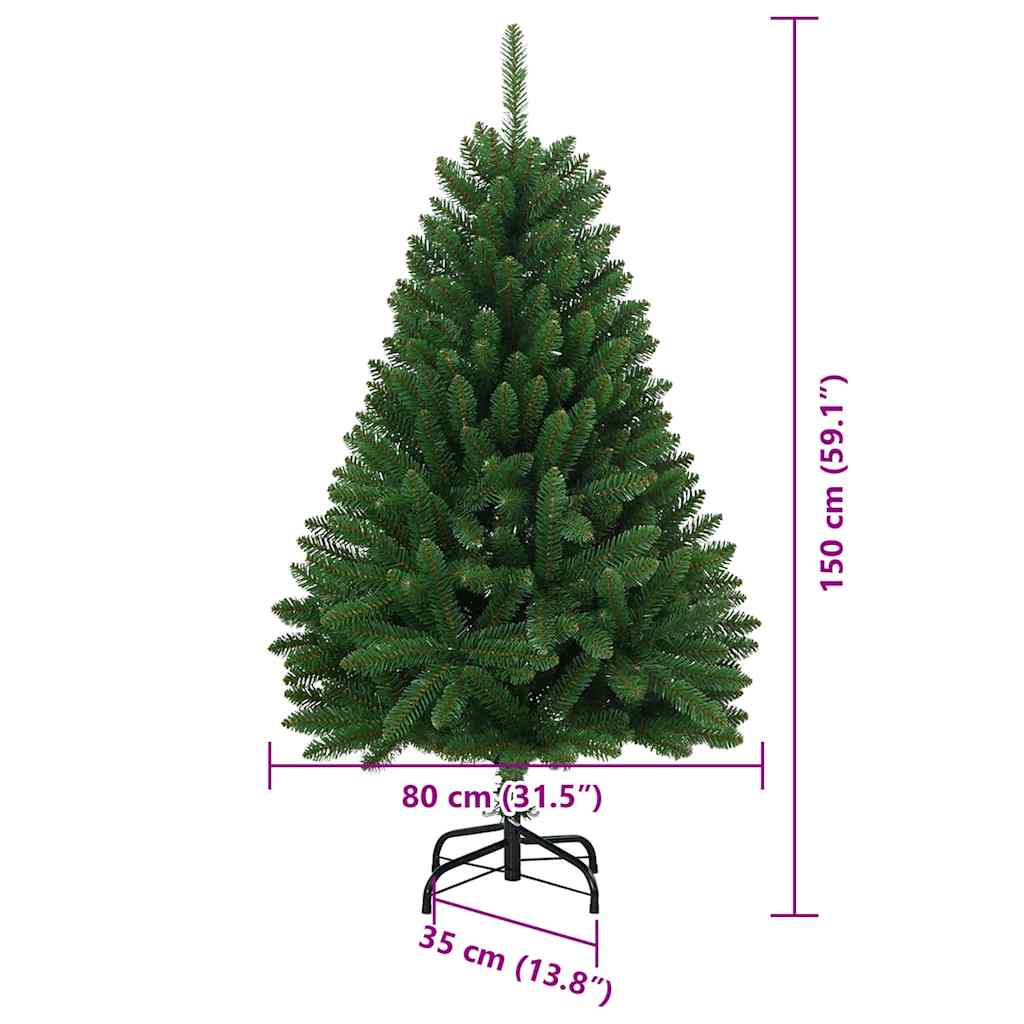 vidaXL Artificial Hinged Christmas Tree Green 150 cm PVC and Steel - 47678