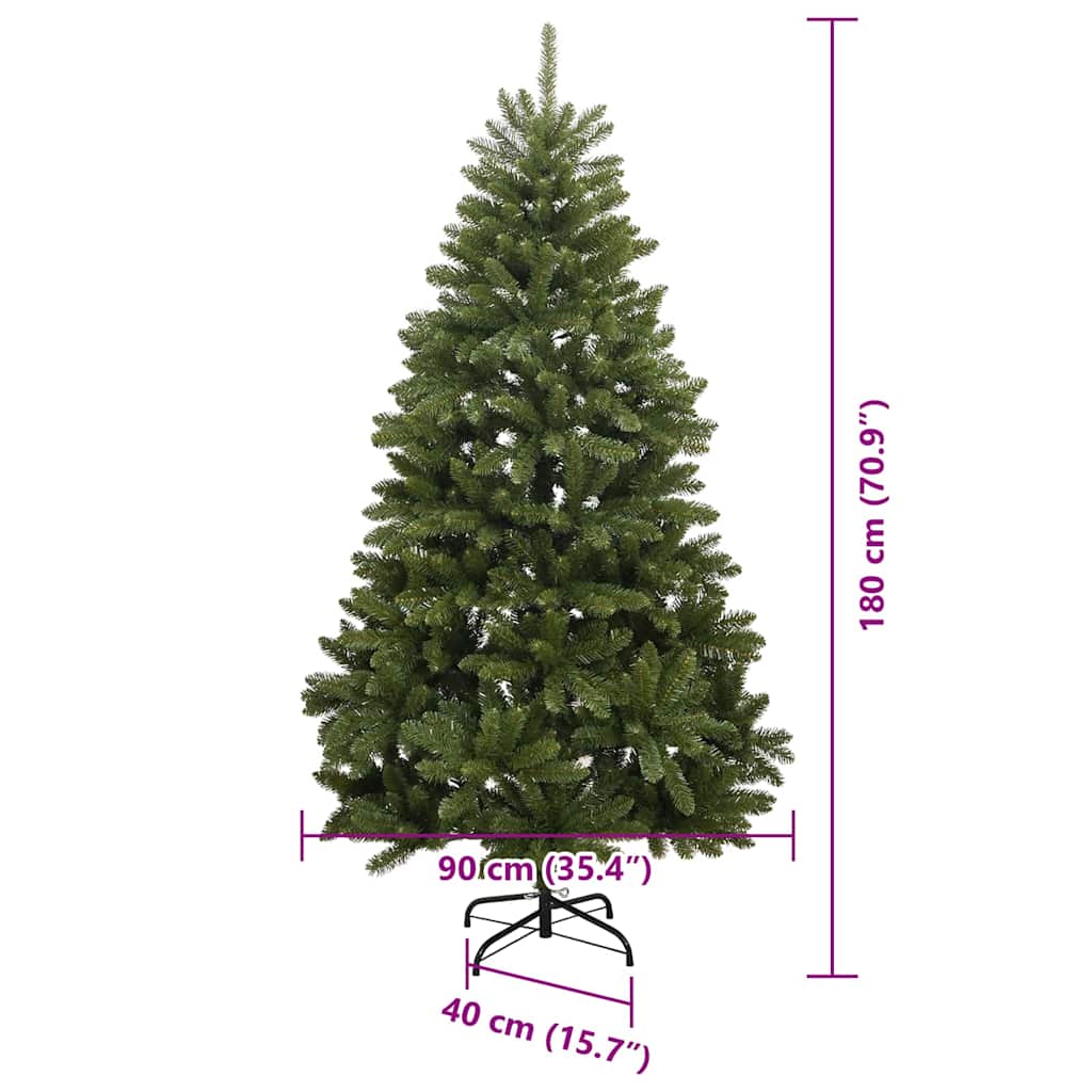 vidaXL Artificial Hinged Christmas Tree Green 180 cm PVC and Steel