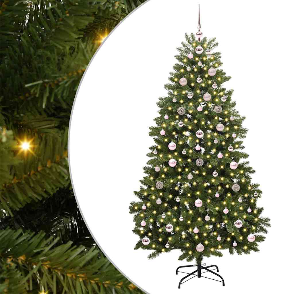 vidaXL Artificial Hinged Christmas Tree Green 180 cm PVC and Steel - 47692